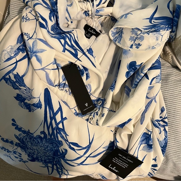 NWT Lulu’s Botanical Bliss White Floral Print Flutter Sleeve Maxi Dress XL - Picture 14 of 15